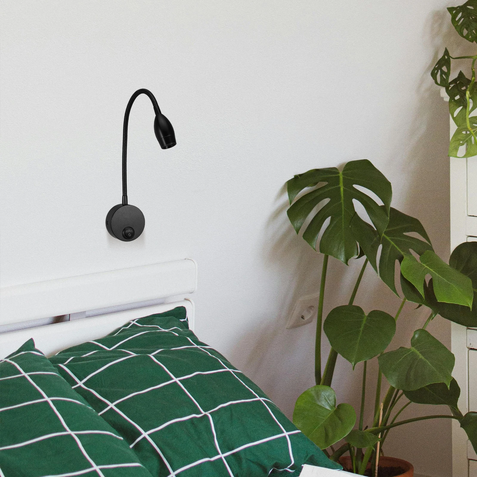 قابل للتعديل معقوفة وحدة إضاءة LED جداريّة مصباح 360 درجة الدورية القراءة مفتاح الإضاءة السرير الحائط مصباح القراءة لمكتب غرفة النوم