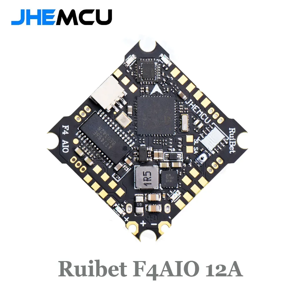 JHEMCU Ruibet F4AIO 12A F411 Flight Controller ICM42688P W/5V BEC Built-in 12A BLHELI_S 1-2S 4in1 ESC 25.5X25.5mm for FPV Drone