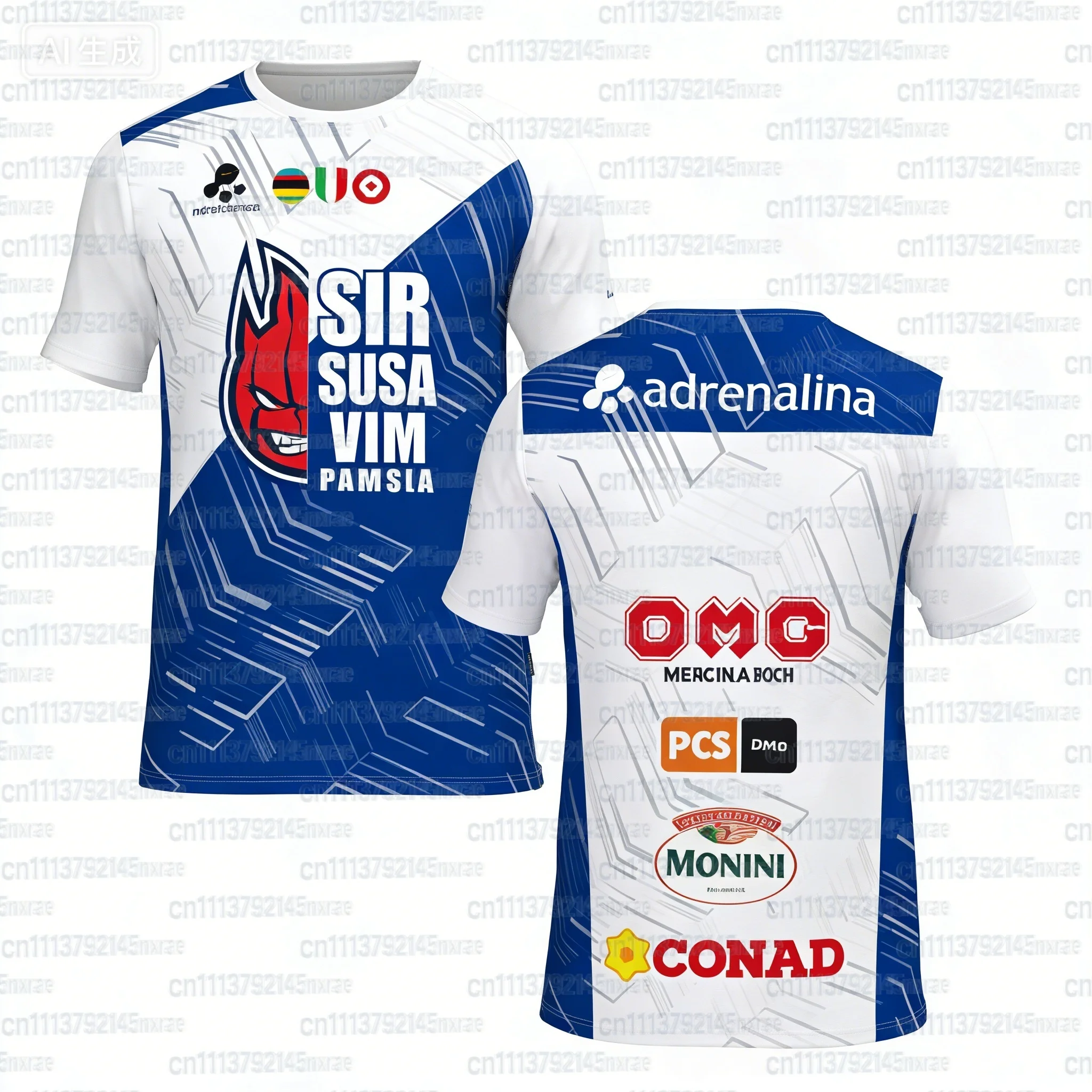 Sommer Fan-Style Perugia Volleyball Trikot Sport-T-Shirt Atmungsaktiv Schnelltrocknend 3D-Druck T-Shirt Familien-Oberteil Kurzarm – Detail 7