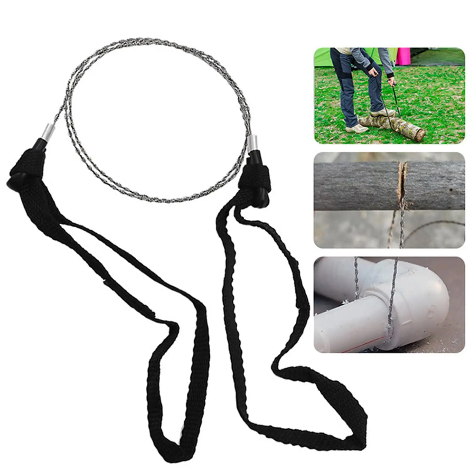 Folding Stainless Steel Wire Rope Handheld W/Handles Sharp Hiking Outdoor Camping