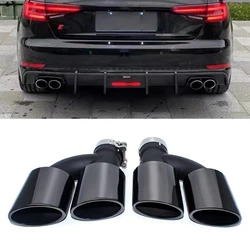 2pcs/set Dual Out Stainless Steel Car Rear Exhaust Pipe For Audi A4 A5 A6 A7 Up To S4 S5 S6 S7 Black Muffler Tip 60mm Nozzle