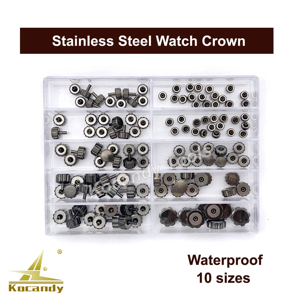 Waterproof Watch Crown Parts Replacement Assorted Watch Repair Kits for Watchmakers Black Colour