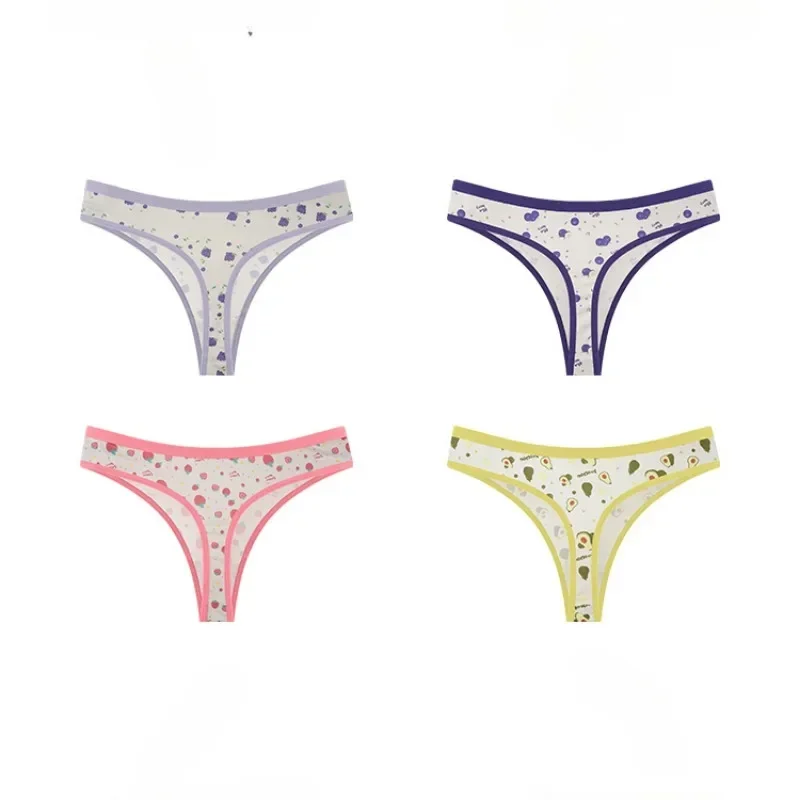 

SVAPNA Cute Printed Cotton Women's Thongs High Elasticity Breathable Cartoon Sexy Underpants Soft Thin Seamless Fitness Panties