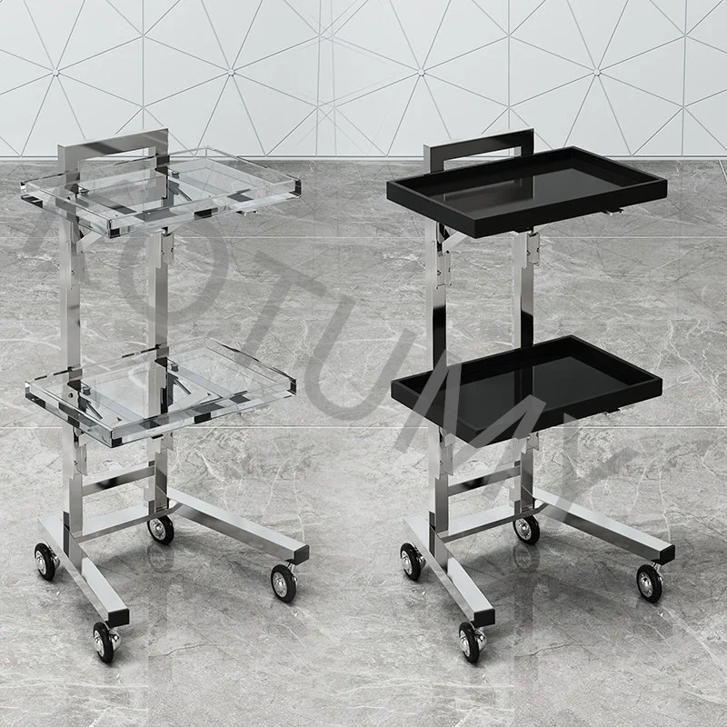 Beauty Salon Trolley Hair Salon Dedicated Stainless Steel Foldable Trolley Hair Salon Tool for Spa