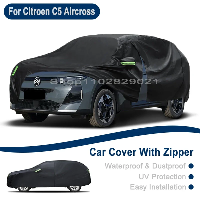 

Outdoor Full Vehicle Cover For Citroen C5 Aircross - Side Zipper Design, Waterproof Dustproof Sun Protection Car Cover