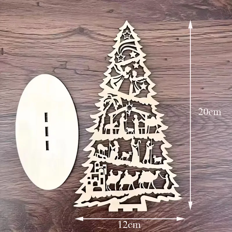 Modelo de madera personalizable, adorno de escritorio para Navidad, regalo creativo para la familia con soporte, decoración de ambiente personalizada