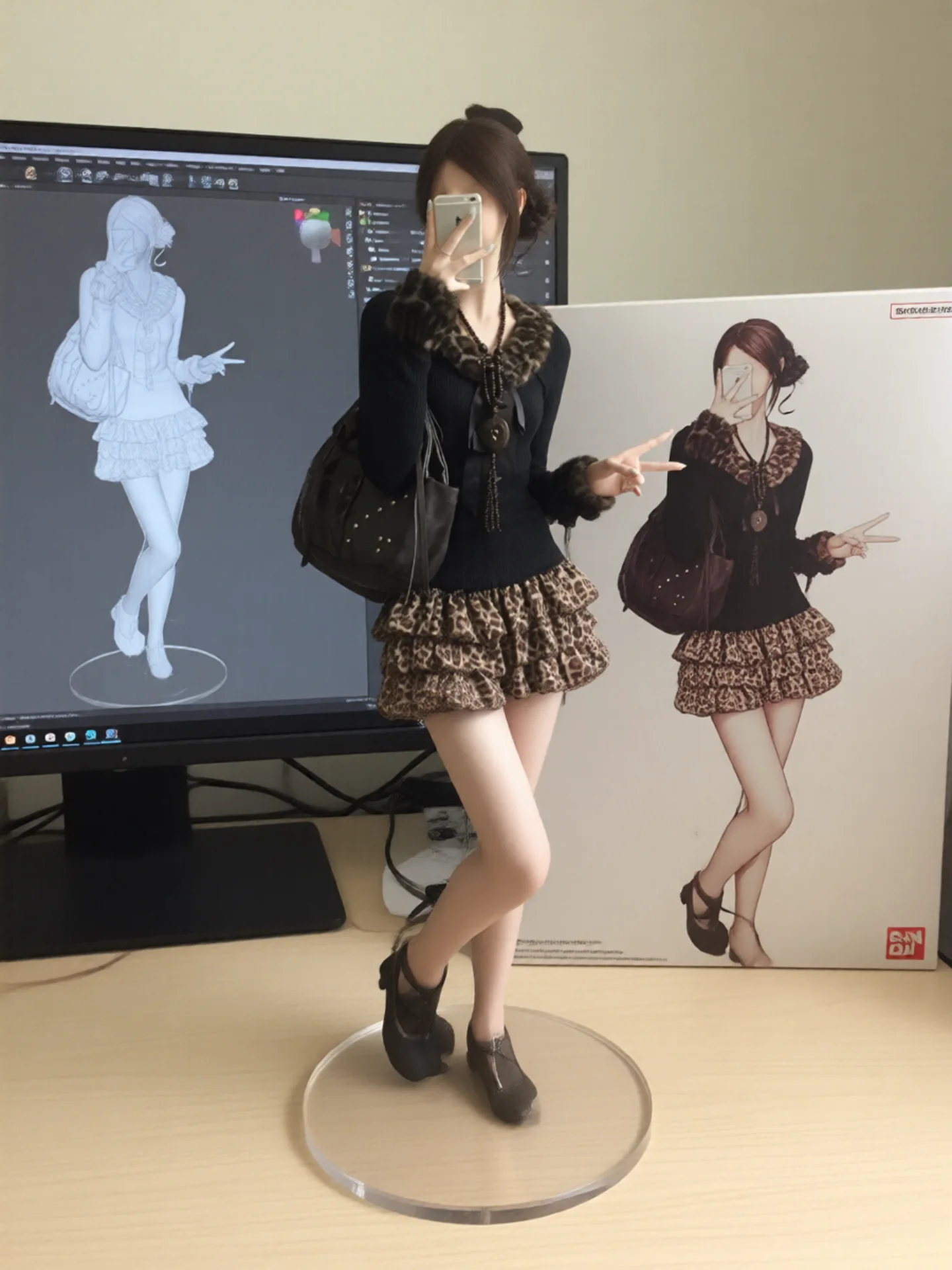 

Повседневная короткая юбка-клеш с высокой талией, кружевной отделкой, из шифона, с леопардовым принтом, для девочек-подростков, летняя, новый стиль, средней длины