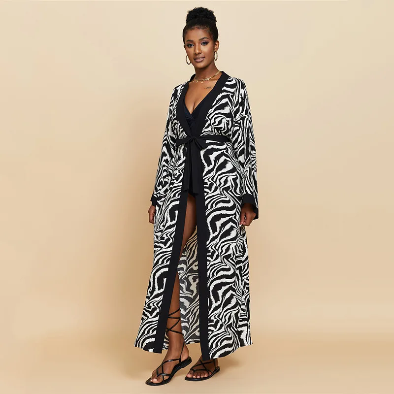 2026 여성 수영복 비치 커버업 드레스 소매 카프탄 비치 튜닉 롱 파레오 비키니 커버업 여름 로브 플라주 비치웨어