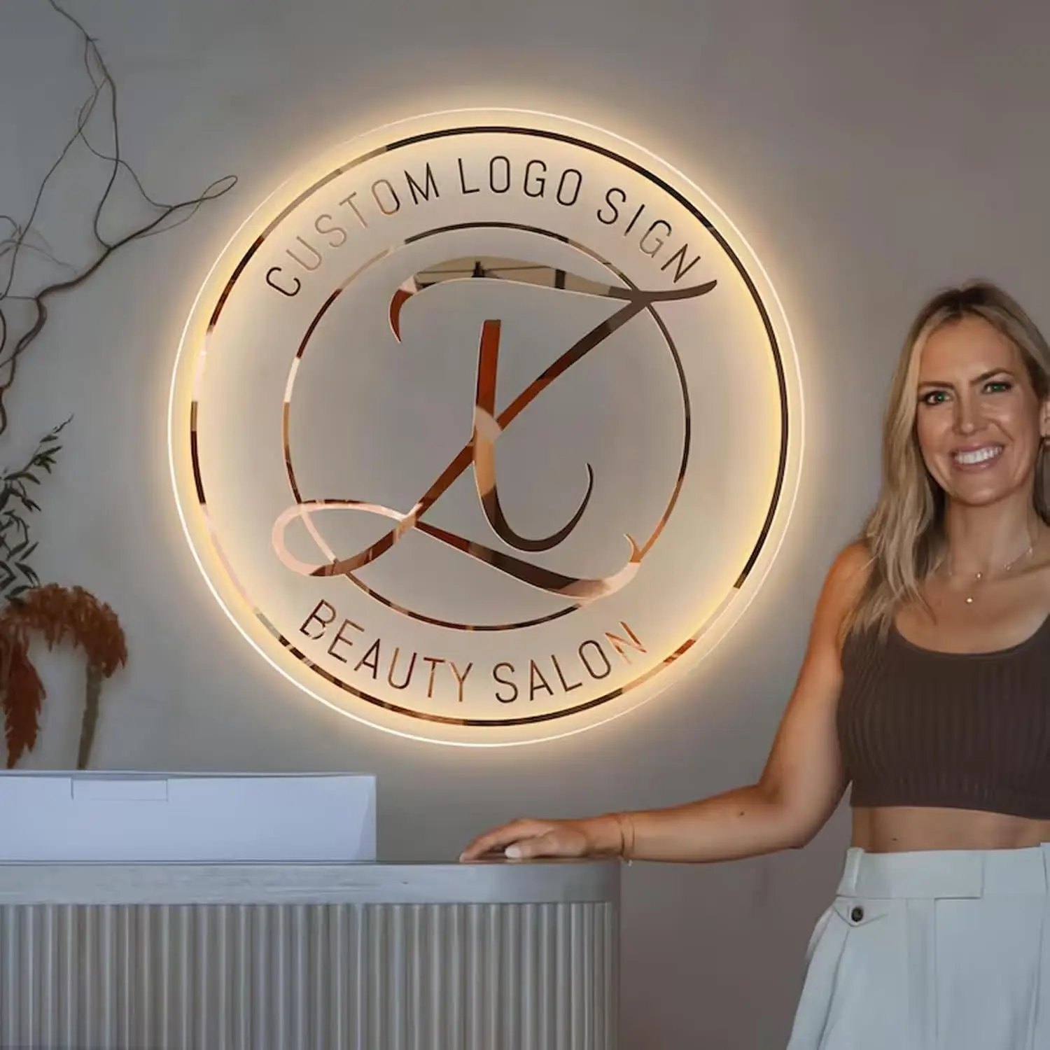 Acrylic Business Logo Sign, Office Wall Neon Sign, Lobby Wall Logo, Nail Salon Wall Decor, Custom Led Sign, Shop Name Logo