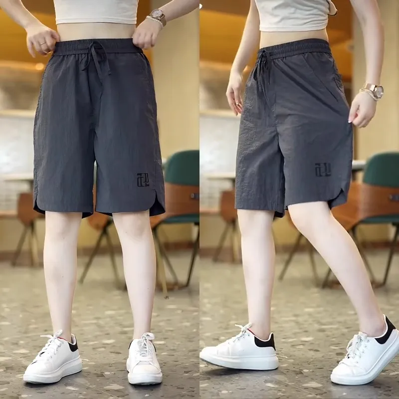 Calzini casual in seta di ghiaccio da uomo estivi sottili larghi sportivi comodi pantaloni a cinque quarti gamba dritta a vita media gioventù Faion