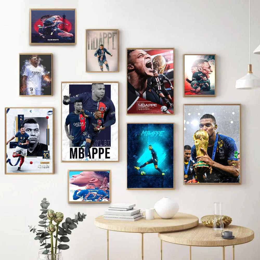 Kylian Mbappe Self-adhesive Art Poster HD Quality Wall Art Retro Posters for Home Home Decor