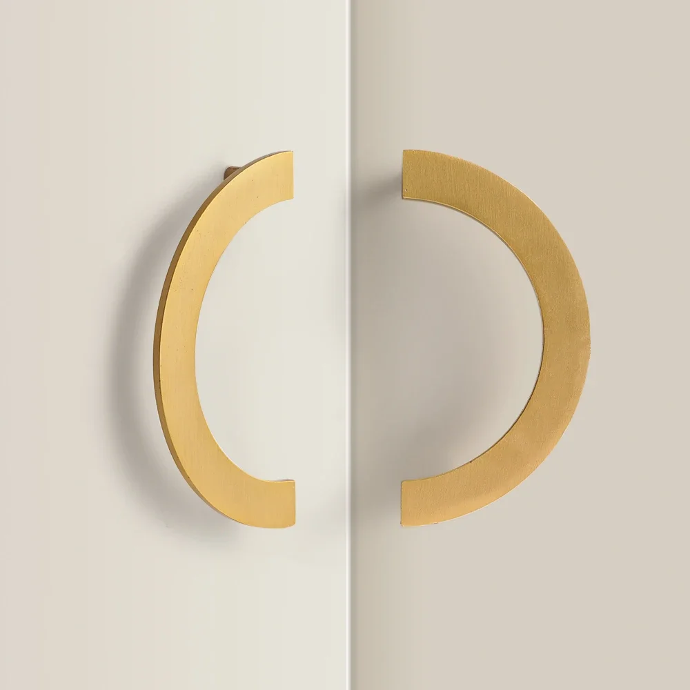 SAILANKA Brass Furniture Handles Modern Light Luxury Semi Circle Pulls Wardrobe Cupboard Armario Closet Gabinete