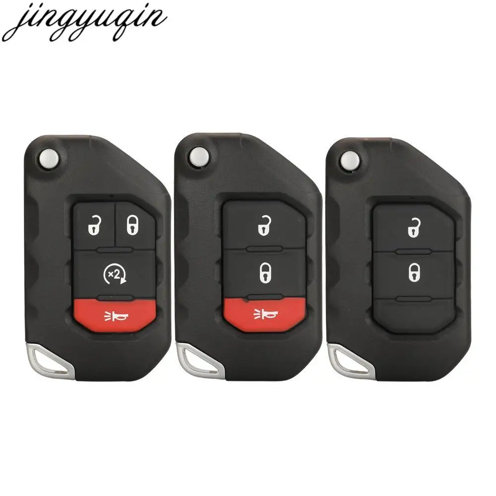 

Jingyuqin 2pcs Remote Car Key Case Shell For Jeep Wrangler Rubicon Sahara JK JL 2018 SIP22 Blade 2/3/4 Buttons Auto Vehicle Fob