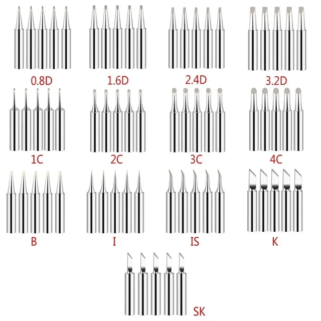 5 sztuk 900M-T groty lutownicze Bit IS/I/B/K/SK/2.4D/3.2D/1C/2C/3C/4C bezołowiowe końcówki spawalnicze głowica