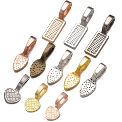 20/50Pcs Glue on Flat Pad Heart Charm Pendant Bails Connector Hanger for DIY Necklace Earring Cabochon Jewelry Making Supplies