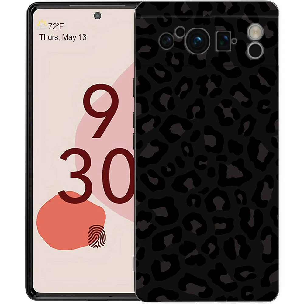 Leopard Print Pattern Phone Case For Google Pixel 8 7 6 Pro 6A 7A 5G Soft Silicone Shockproof TPU Black Cover Fundas