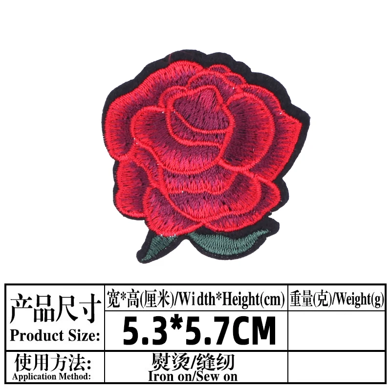 1 PCS Rose Embroidered Iron on Patches for Clothing Sequin DIY Patch Stripes Clothes Patchwork Sticker Tops Flowers Appliques E