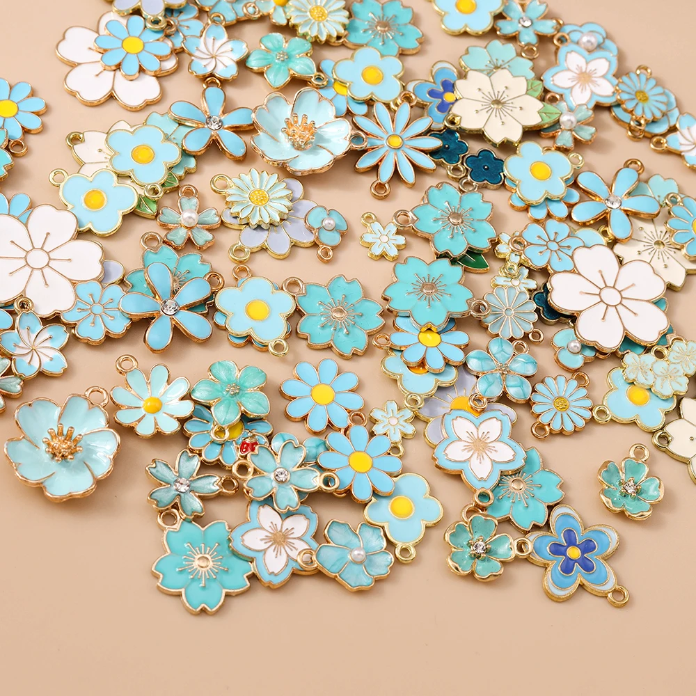 Leslie 20 Stück niedliche grüne Emaille-Blumen-Anhänger für Halsketten, Armbänder, Ohrringe, Schmuckherstellung, Zubehör, DIY-Zubehör – Detail 9