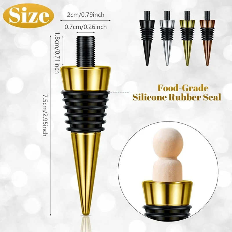 30 Pieces Blank Bottle Stopper With Threaded Post Metal Wine Stopper Inserts Set Hardware For Wood Turning DIY Project