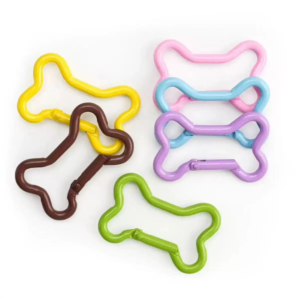 10pcs Cute Colorful Metal Bone Shape Ring Snap Hook Spring Gate Trigger Clasps Clips for DIY Leather Craft Belt Strap Webbing image 5
