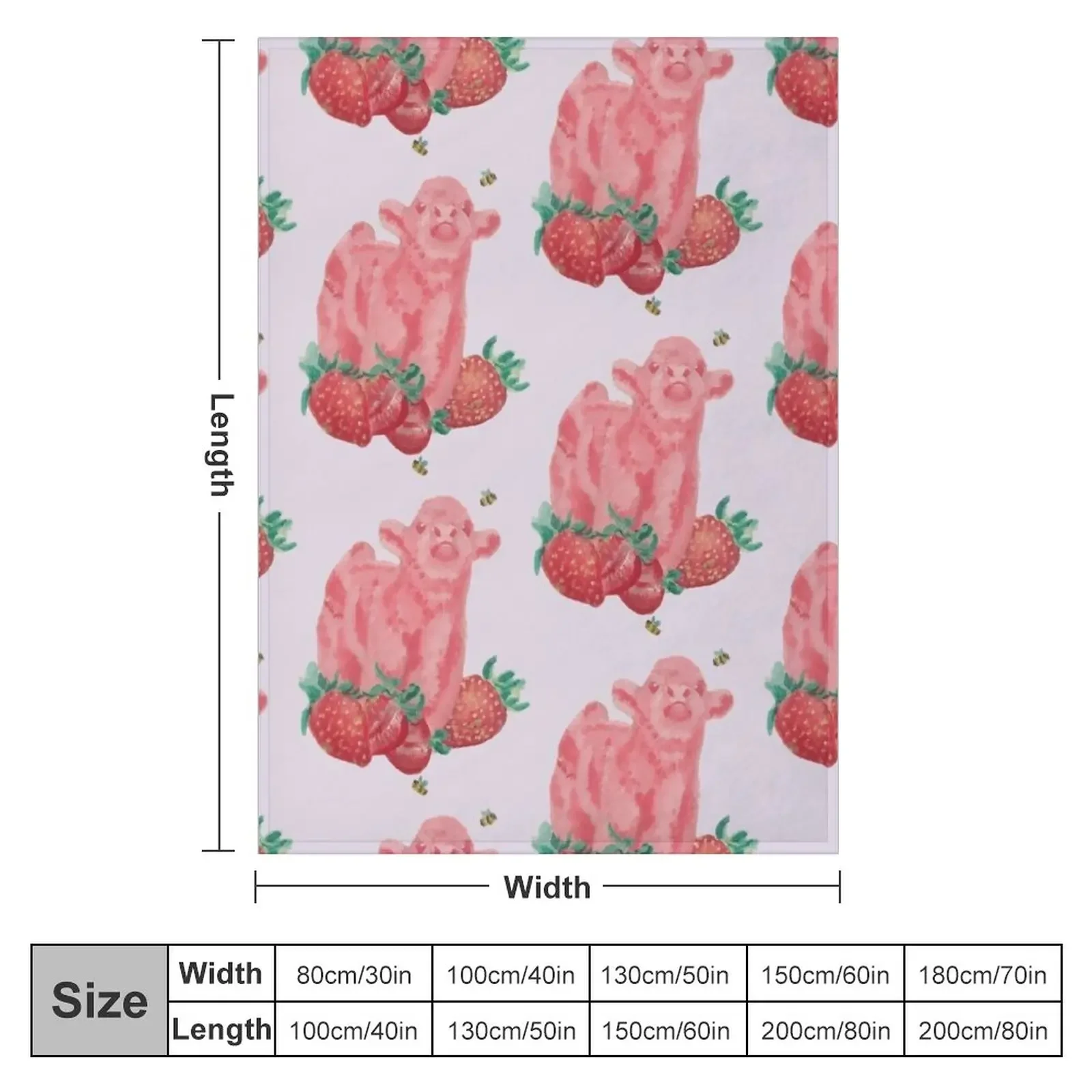 Everything Else Strawberry Cow Throw Blanket Travel Blankets For Baby For Sofa Thin Thin Blankets