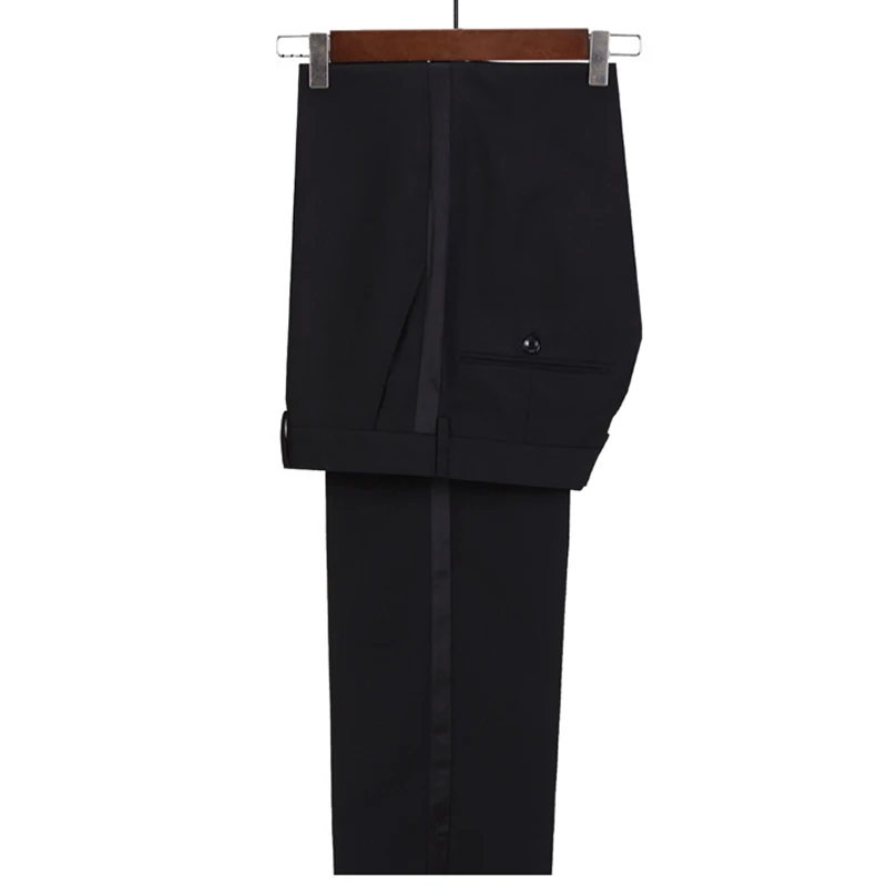 Slim Fit Formal Trousers with Side Satin Stripe for Wedding Evening Black Men's Suit Pants Stylish Men's Fashion 2024