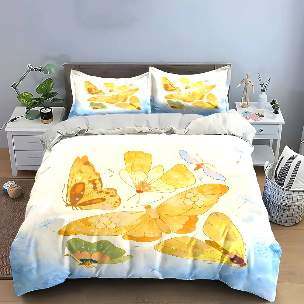 

Butterfly Themed Decorative Set Soft Comfortable Duvet Cover Bedding Set Included 1*Duvet Cover & 2*Pillowcases, gift