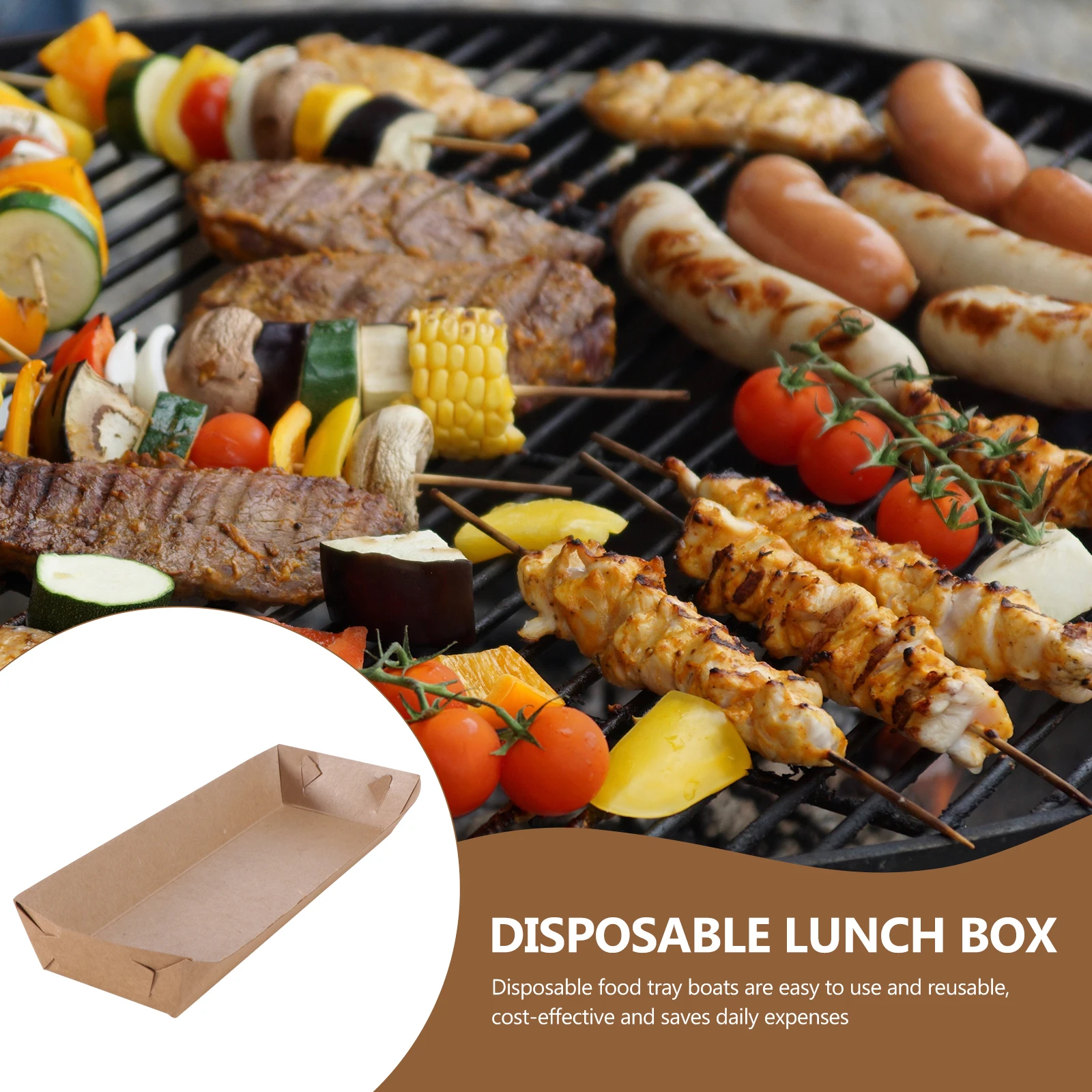 

50 pcs Serving Tray Disposable Boat Shape Open Packing Chicken Box Tray Box Paper Snack Open Packing Container