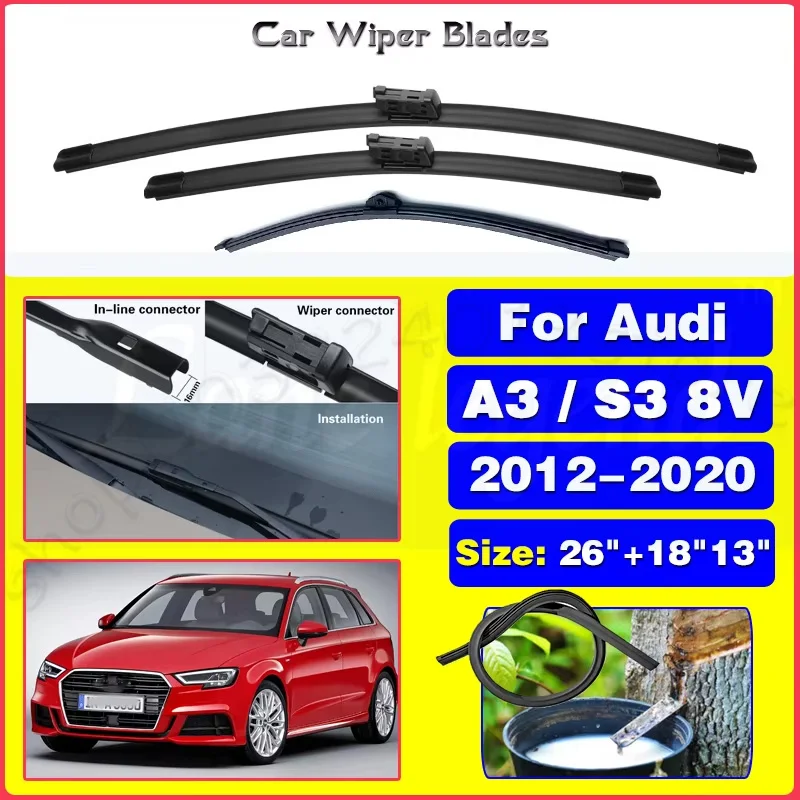 

For Audi A3 / S3 8V 2012-2020 2013 2014 2015 2016 2017 2018Windshield Windscreen 26"+18"+13" Silent upgrade version