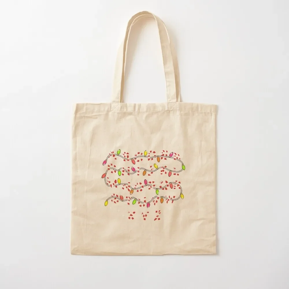 Christmas Alphabet Candy Cane Letters in Xmas Lights Teacher school Cute for Kids Tote Bag Beach bag Women's handbag Big bag