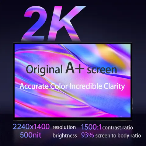 VCHANCE 14'' 2K 터치스크린 휴대용 모니터 2240x1400p 100%DCI-P3 노트북 Xbox 스위치 ps5 Mac용 사무실 여행 외부 디스플레이