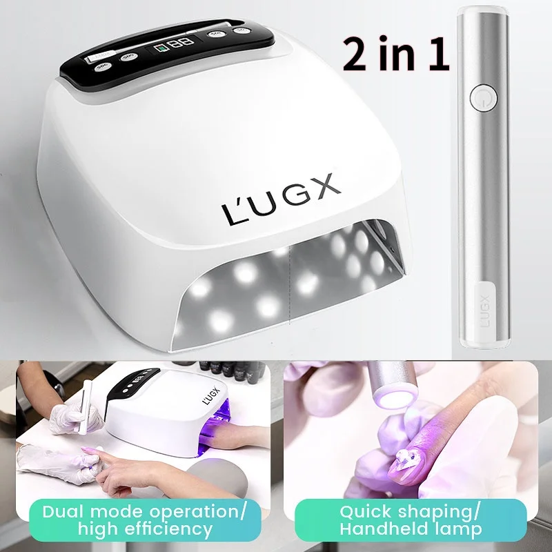 LUGX Nail Dryer Lamp 2in1 Hybrid Inductive Rechargeable/Plug-in Large Space Fasting Drying Nail Gel Polish UV LED Curing Light