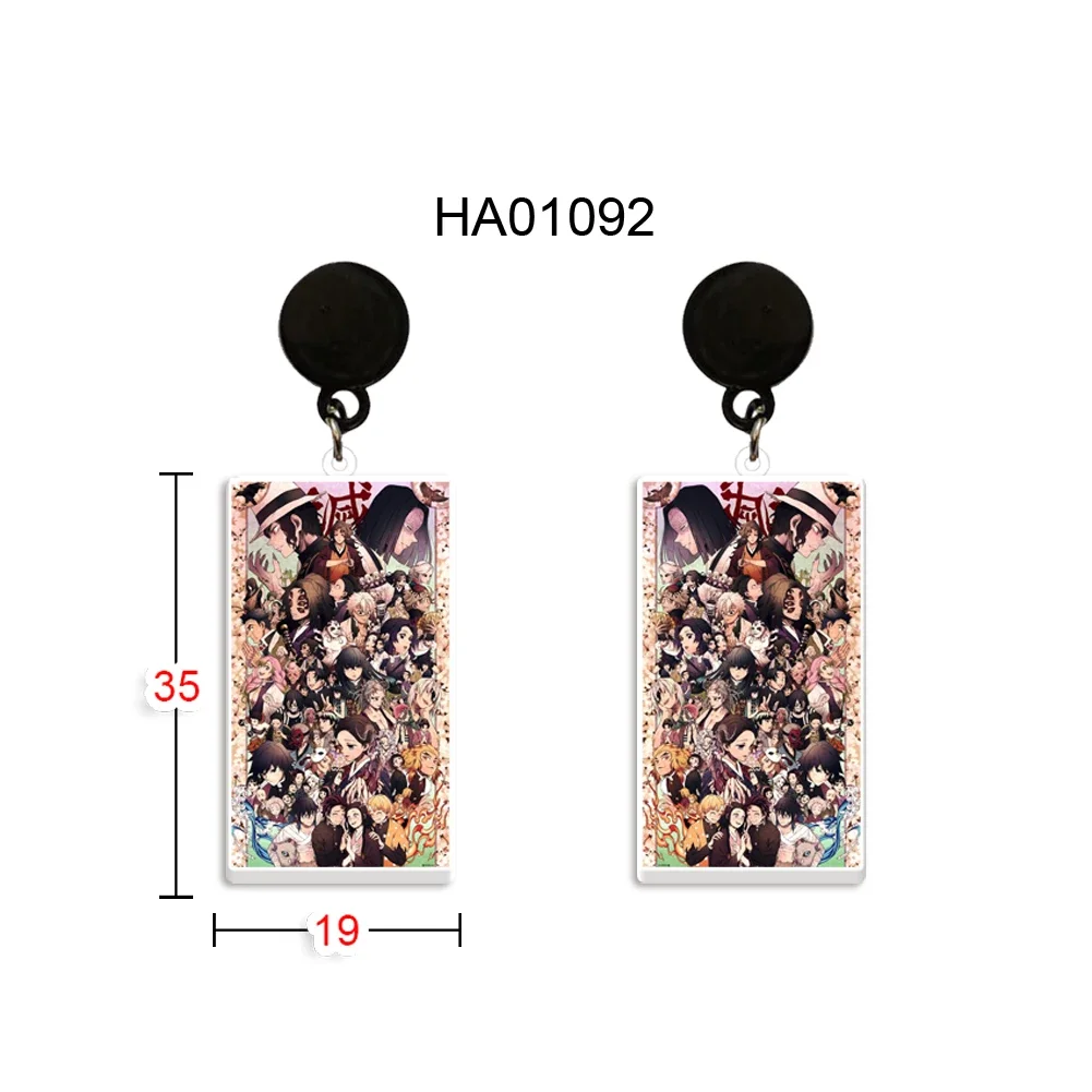 

New Anime Earrings Demon Slayer Kimetsu No Yaiba Cartoon Character Black Acrylic Resin Epoxy Drop Earrings
