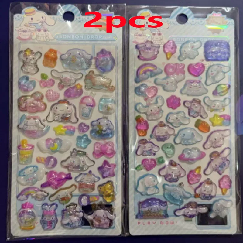 4 adesivi Anime Sanrio Hello Kitty Kuromi adesivi in cristallo in rilievo 3D per custodie per cellulari e altri oggetti Decorazione carina