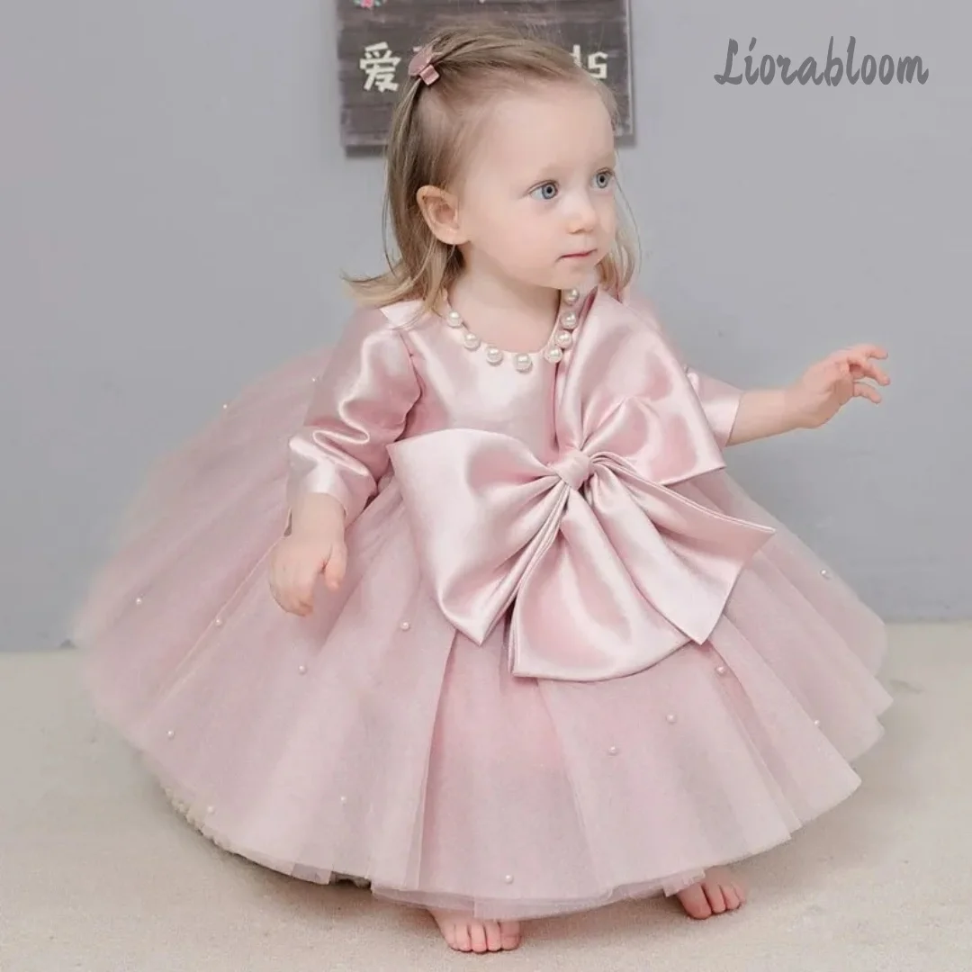 

White Multicolor Girls' Formal Dress Pearl-Embellished Flower Girl Gown Women's Wedding Party Attire Dress свадебное платье