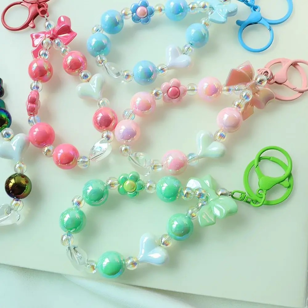 DIY Acrylic Burst Bead Chain Keyring Replacement Colorful Star Bead Pendant Gradient Bag Key Chain Bag Accessories