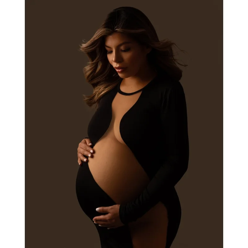 See Through Black Pregnancy Dress, Bodycon Pregnancy Maternity Dress, Long Sleeves Stretchable Bodycon, Sexy Maternity Dresses