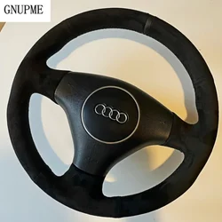 Custom Anti-Slip Suede Leather Car Steering Wheel Cover For Audi A4 B6 2002 A3 3-Spoke 2000 2001 2003 Avant Steering Wrap