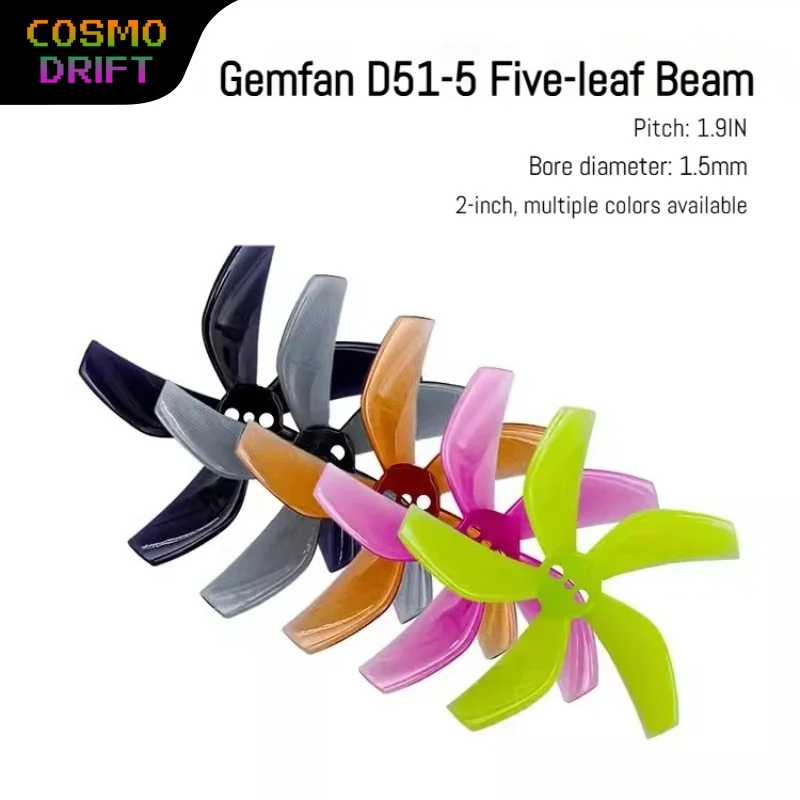Gemfan D51 Hélices canalizadas de 5 lâminas de 51 mm para drone de corrida FPV de 2 polegadas 2020 Micro Quadcopter Adereços de furo pequeno 4 pares