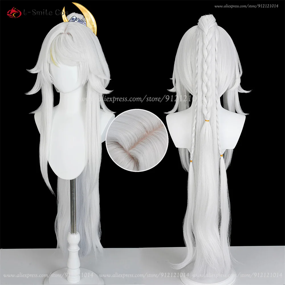 Zibai Cosplay Wig 100cm Silver White Wigs For Men Anime Cosplay Wig Heat Resistant Synthetic Hair Halloween Christmas Costumes