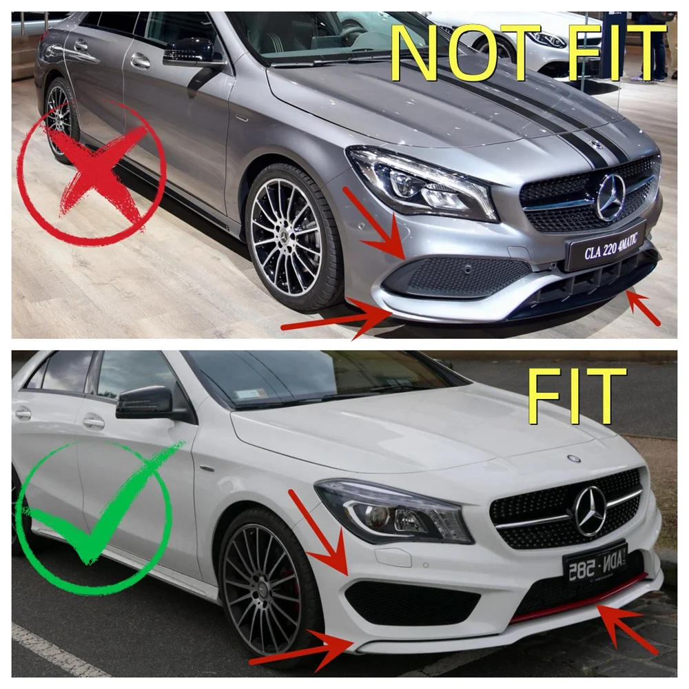 Front Bumper Lip Spoiler Splitter Diffuser For Mercedes C117 X117 CLA200 220d 250 2013-2015 Pre-Lci Bodykits Tuning Gloss Black