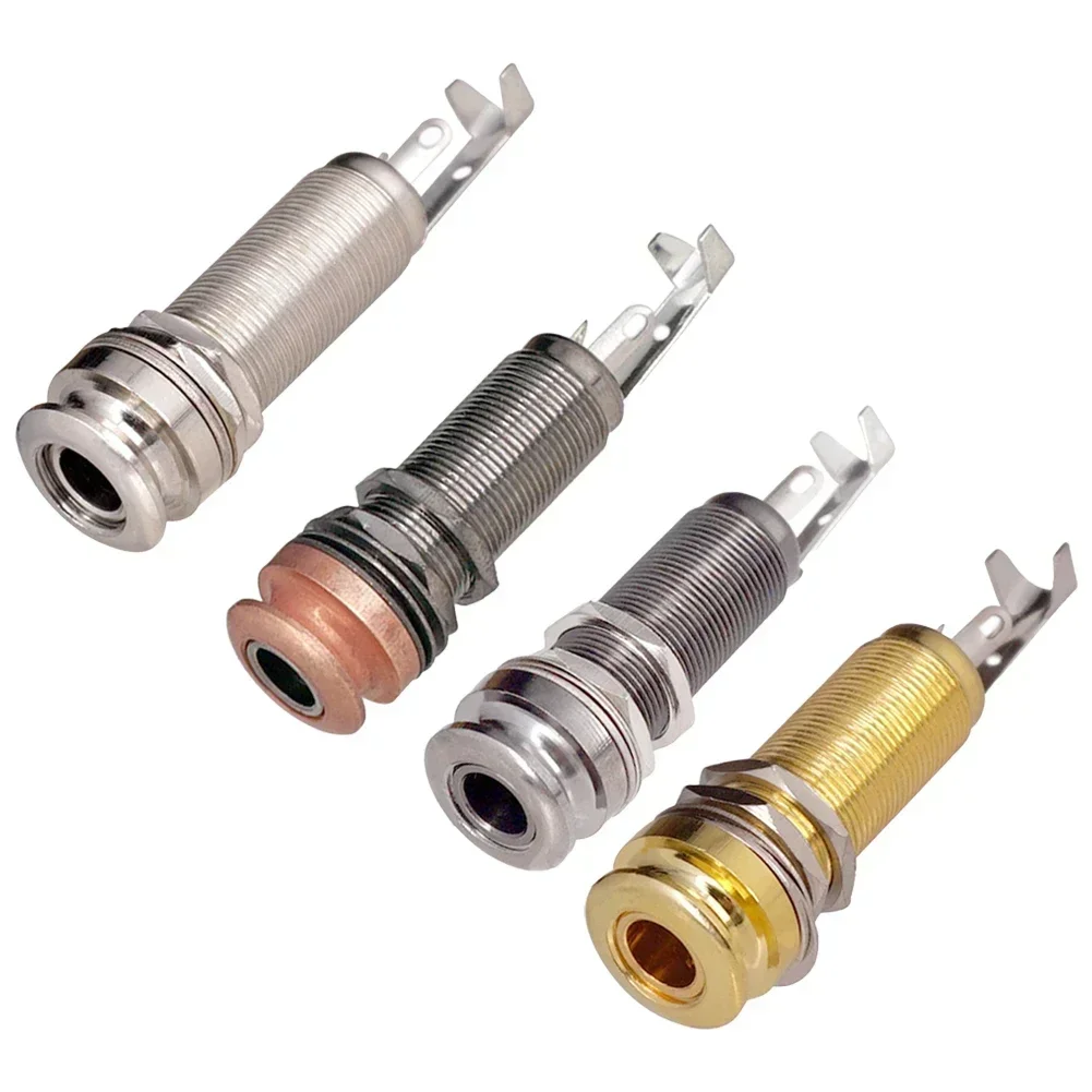 Threaded Cylinder Output Strap EndPin For Electric Guitar Bass Endpin Jack Output Jacks 6.35mm Stereo 1/4Inch Socket Plug