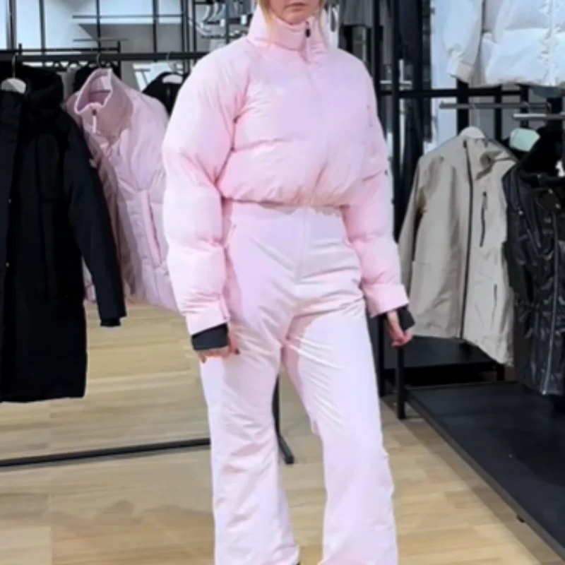 Tarnstreifen-Skianzug-Sets mit Hohem Kragen, Winddichte Kapuzenjacke, Warme Hose, 2026 Neue Damen-Schneesportbekleidung – Detail 10