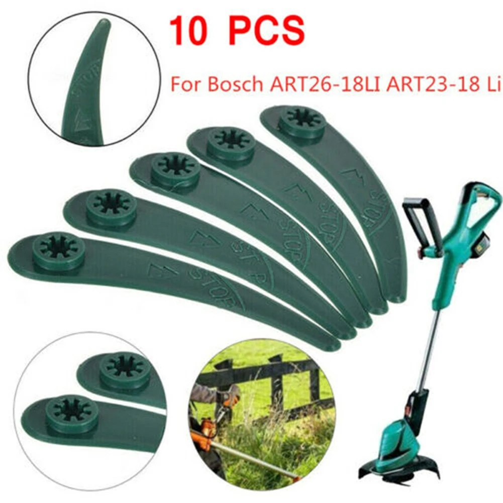 10pcs Grass Strimmer Trimmer DuraBlade Blades For Bosch ART23-18LI ART26-18LI Garden Accessories LawnMower Plastic Blade