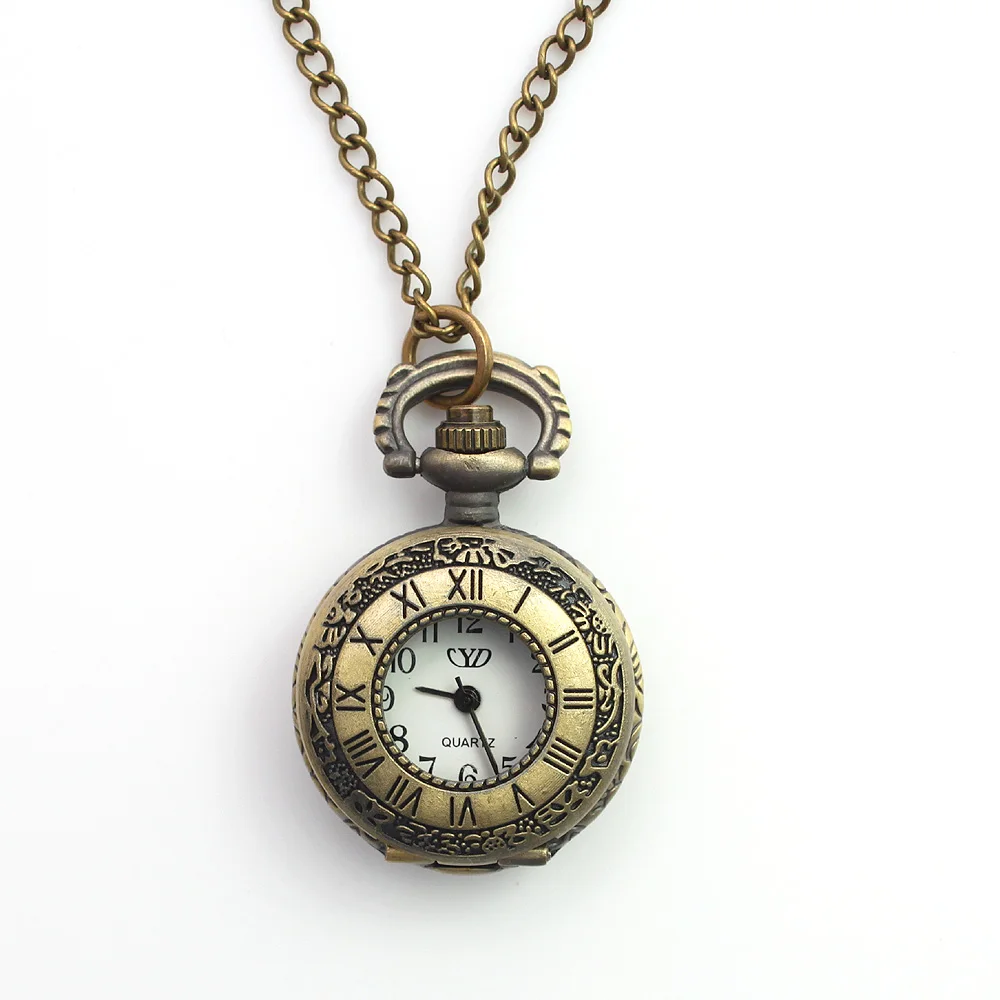 

New Fashion Vintage Alloy Number Dual Time Display Clock Necklace Chain Watches Birthday Gifts