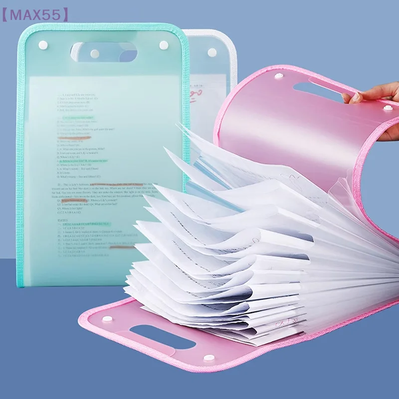 【MAX-55】13 Pocket File Folders Portable A4 Letter Size Macaron Color Accordian Document Organizer Classroom Office Home Storage