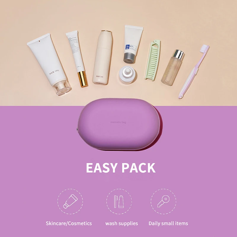 Tragbare Silikon-Kosmetiktasche mit großer Kapazität, wasserdichte, weiche Kosmetik-Aufbewahrungstasche, feuchtigkeitsbeständiger Kulturbeutel für Zuhause und Reisen