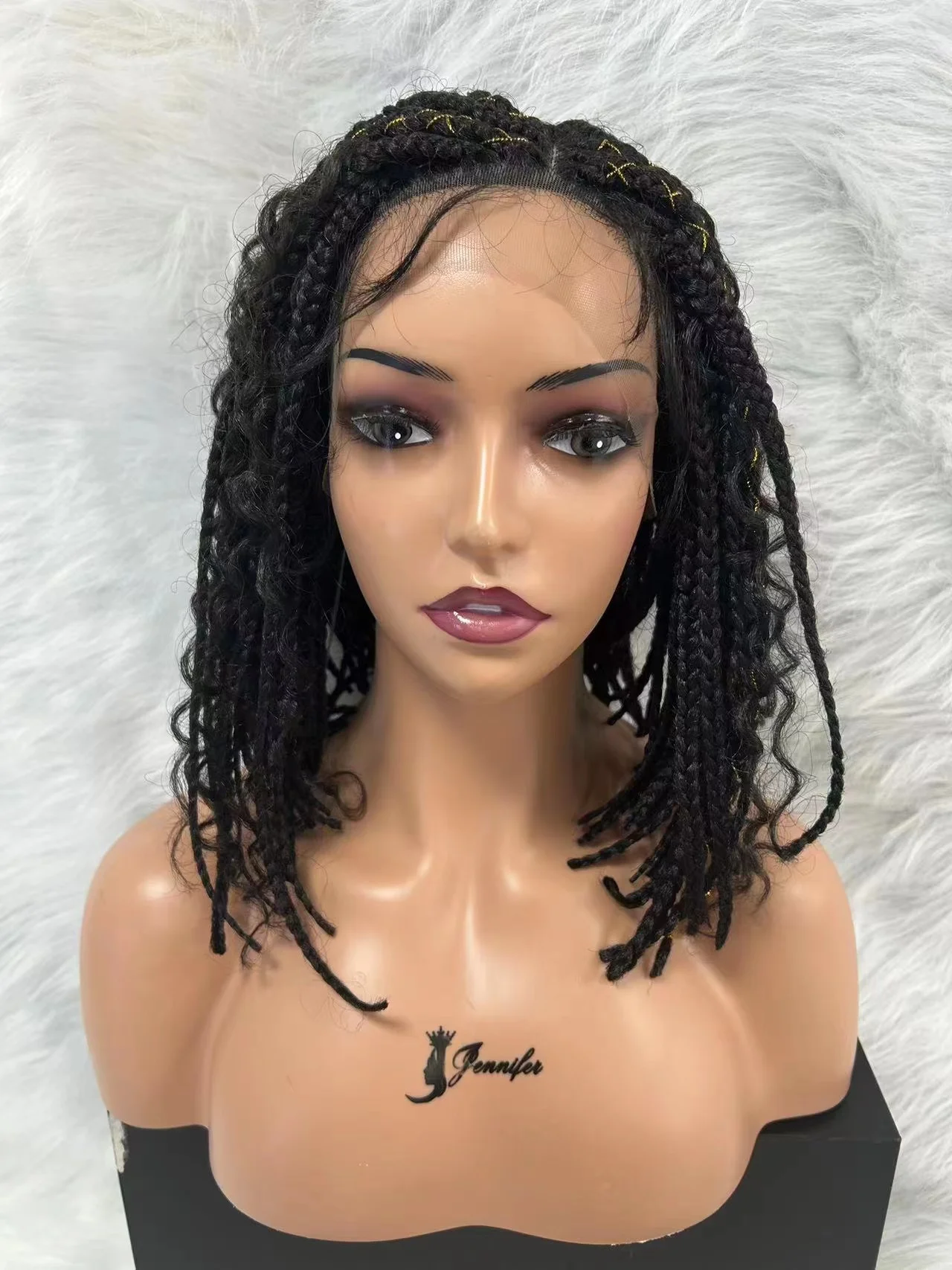 

Front Braided Wigs Bob Braids Synthetic Lace Front Wig Cornrow with Baby Africa American Women Lace Braiding Wigs