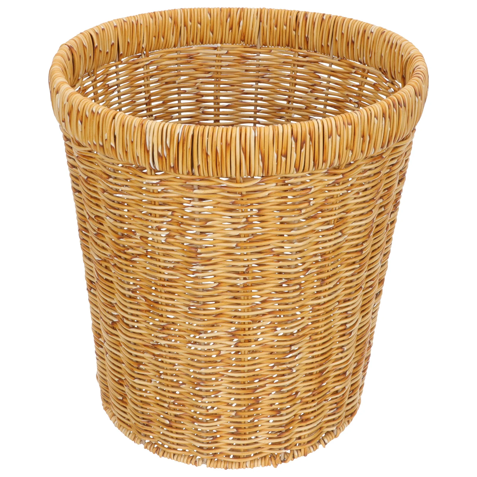 

Imitation Rattan Woven Trash Can Handmade Round Creative Waste Bin Wear-Resistant Home Decoration for Various Locations