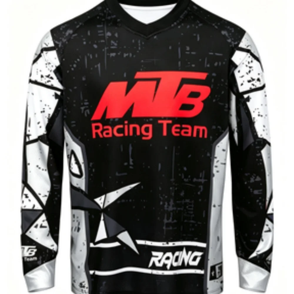 Team Long-sleeve Sports Shirt Breathable Quick-dry Fabric for Mountain Biking & Casual Wear Trendy Printed Design view 2